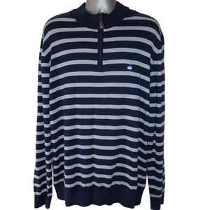 Southern Tide 1/4 Zip Long sleeve Jersey Shirt Mens XXL Blue Stripe Casual